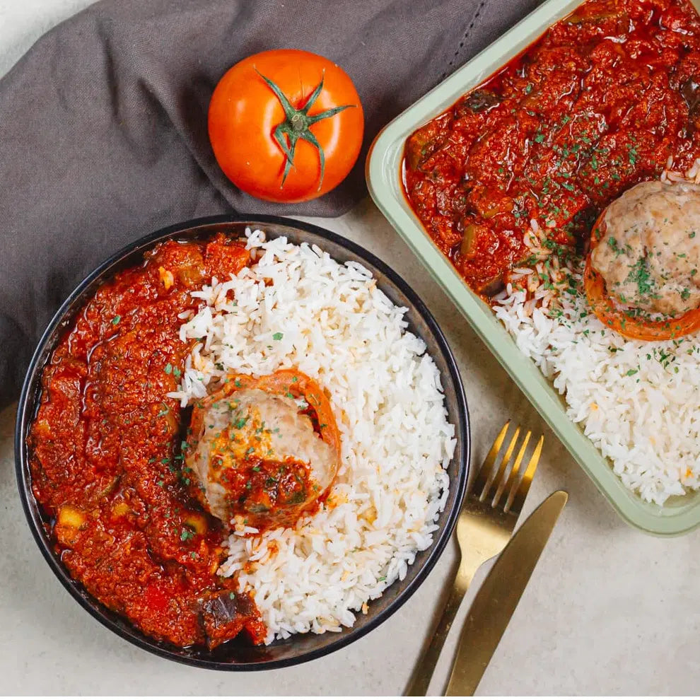 Tomate farcie sauce provençale et riz complet