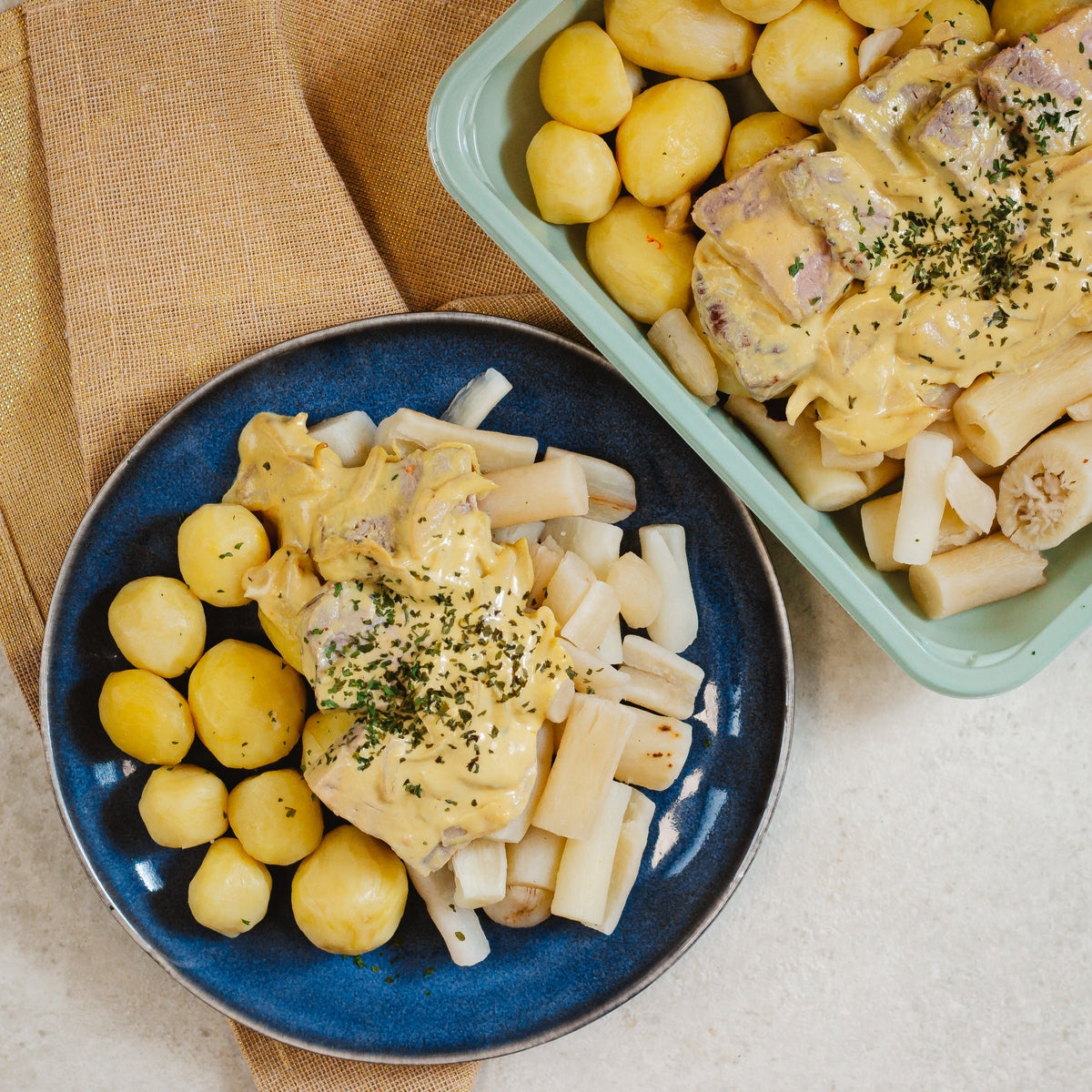 Pork mignonette with Blackwell sauce, salsify, and potato