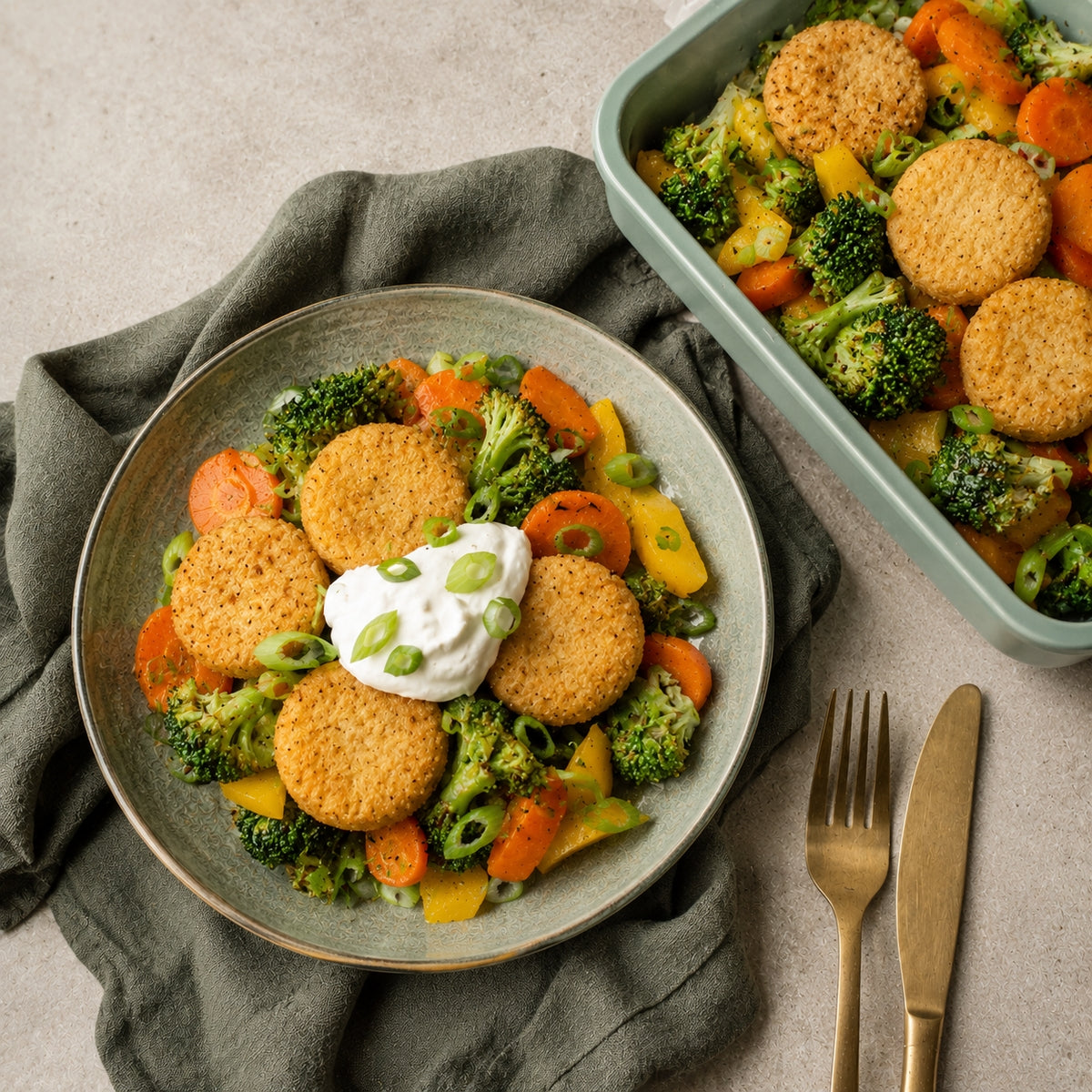 Croquettes au fromage et poêlée de légumes