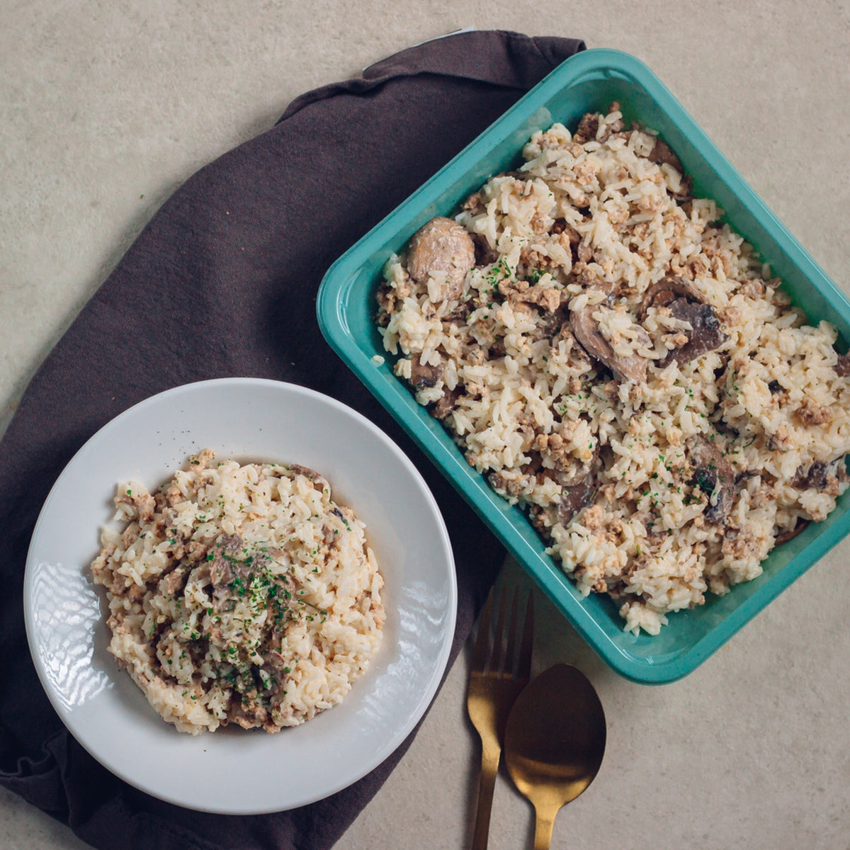 Risotto aux champignons et poulet