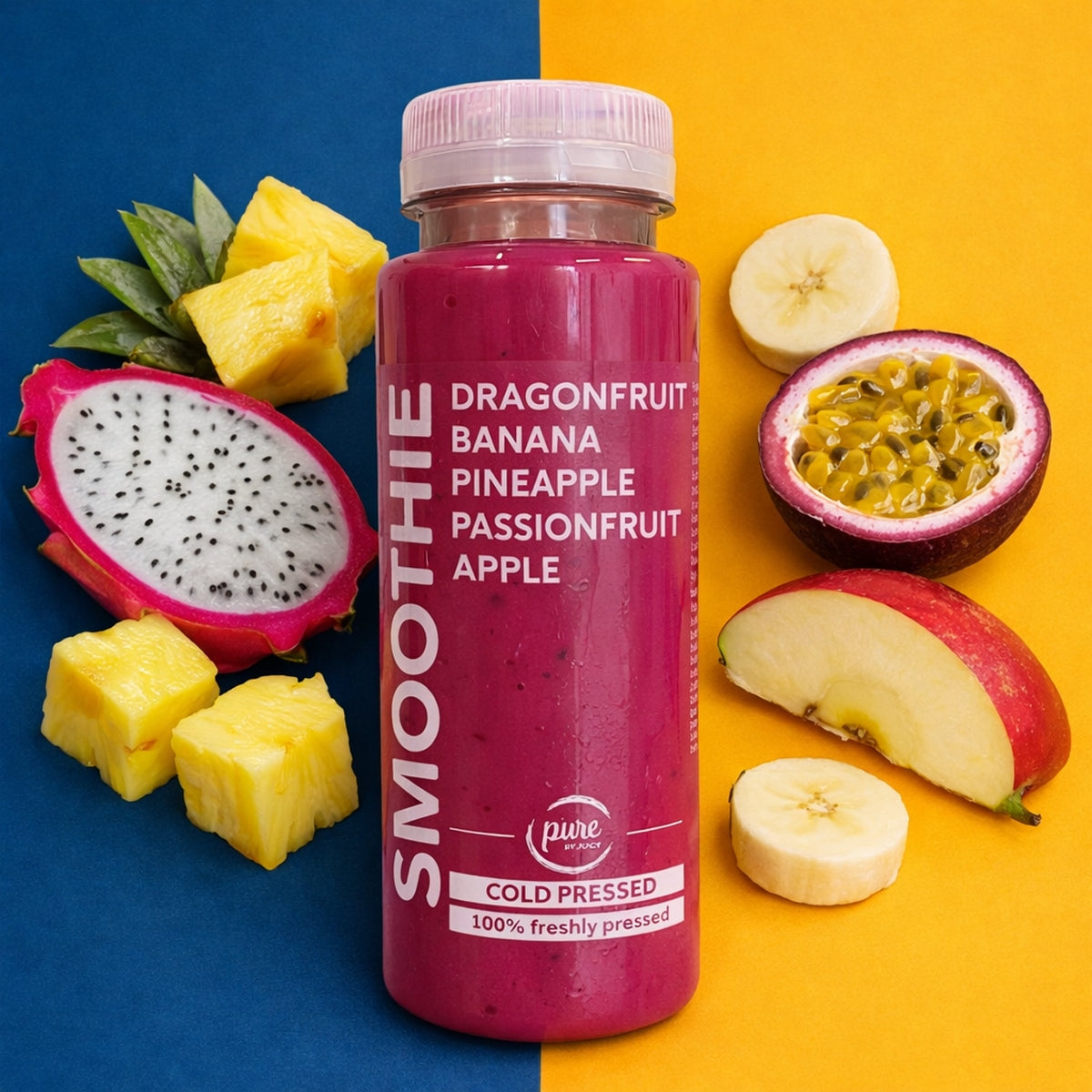 Le Aurélie |  Smoothie frais fruits du dragon, banane, ananas, pomme et fruits de la passion