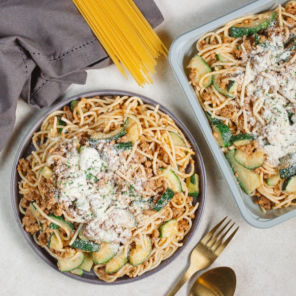 Spaghetti aux courgettes et haché végétarien