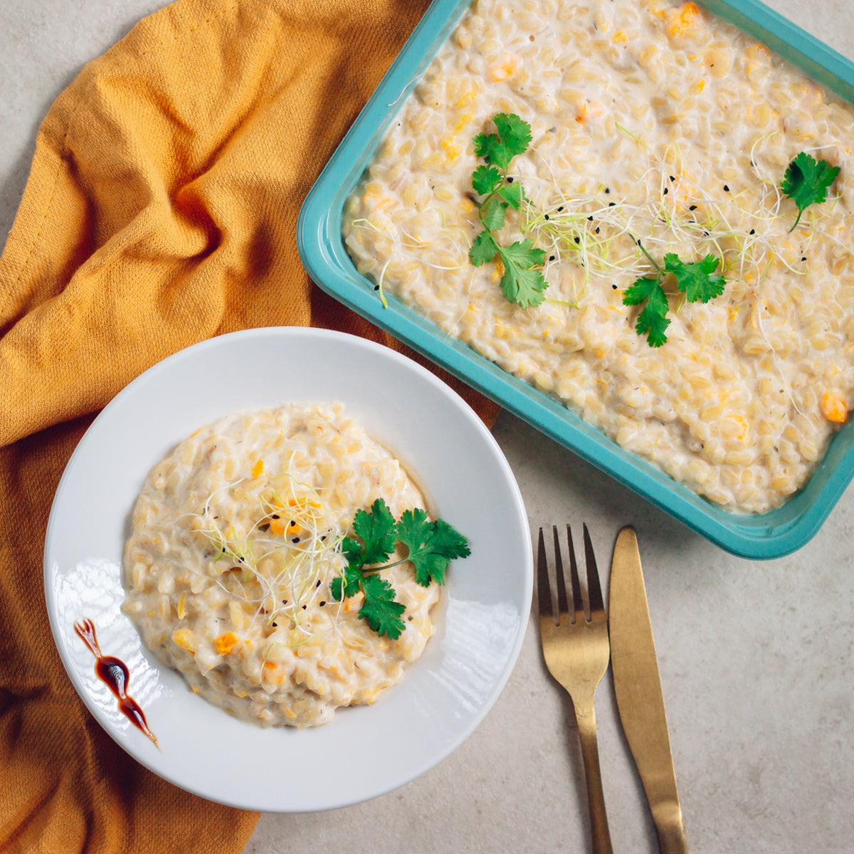 Risotto d’épeautre, courges et fromage