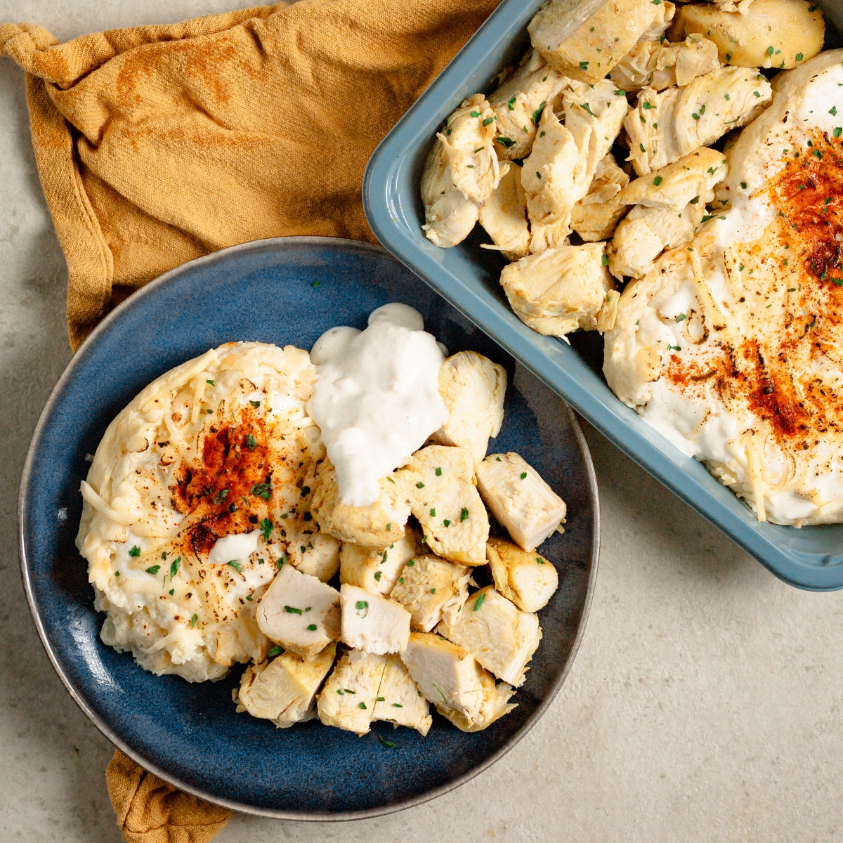 Gratin de chou - fleur et dès de dinde